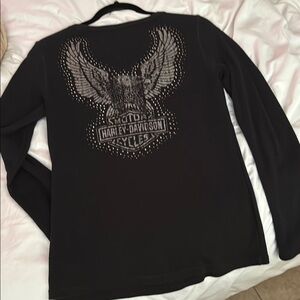 Harley-Davidson Black Buttoned Long Sleeve Blouse